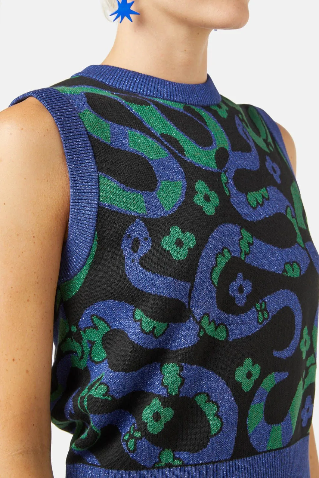 Flower Snake Knit Vest