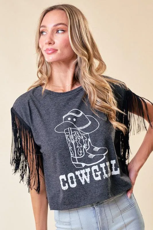 FRANCESCA FRINGED COWGIRL GRAPHIC T (FINAL SALE)