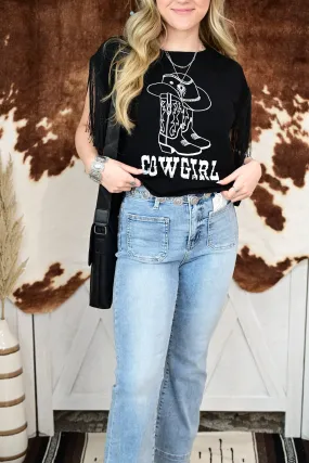 FRANCESCA FRINGED COWGIRL GRAPHIC T (FINAL SALE)