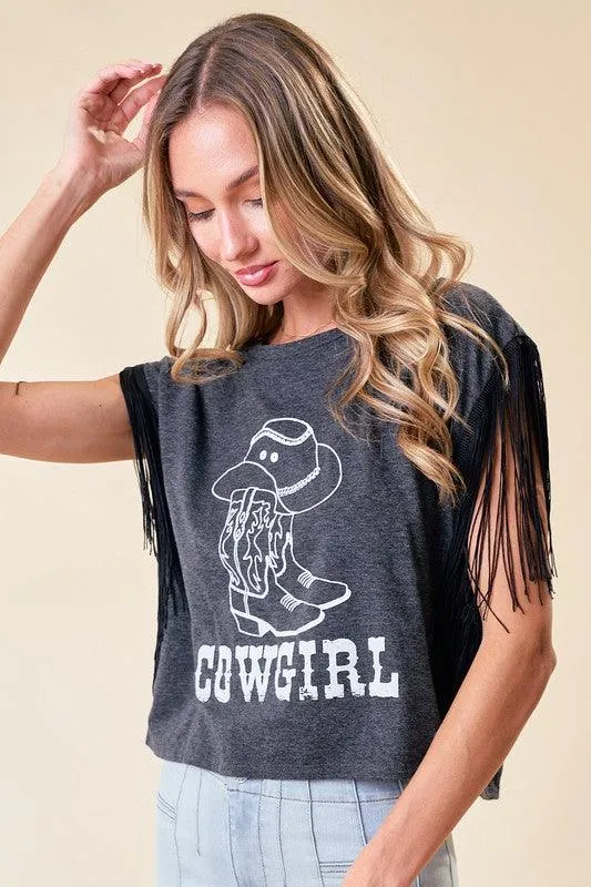 FRANCESCA FRINGED COWGIRL GRAPHIC T (FINAL SALE)