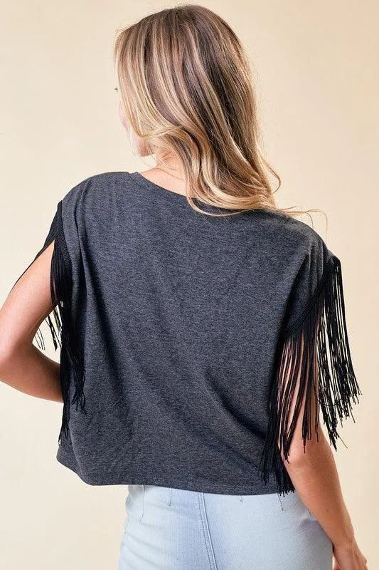 FRANCESCA FRINGED COWGIRL GRAPHIC T (FINAL SALE)