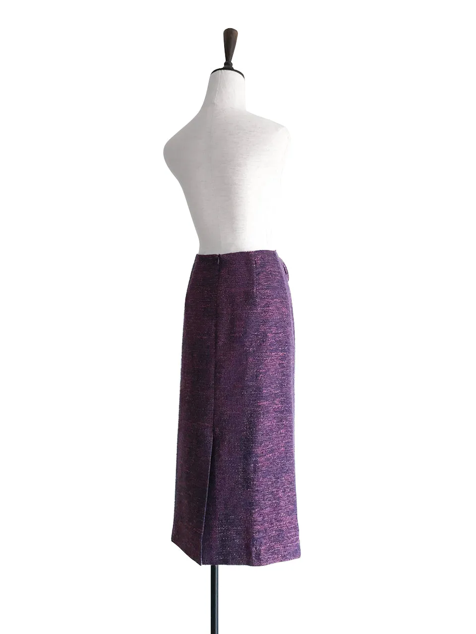 Further Sale! Purple Wool Blend Knit Front Tie Bow Tube Skirt