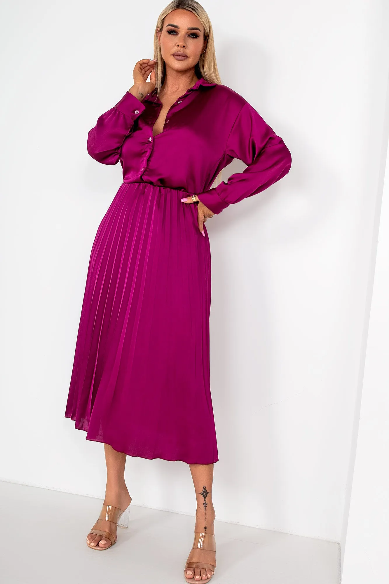 Glinda Plum Satin Co Ord