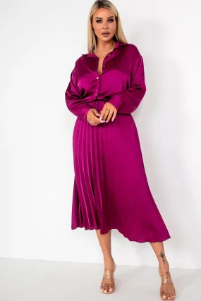 Glinda Plum Satin Co Ord