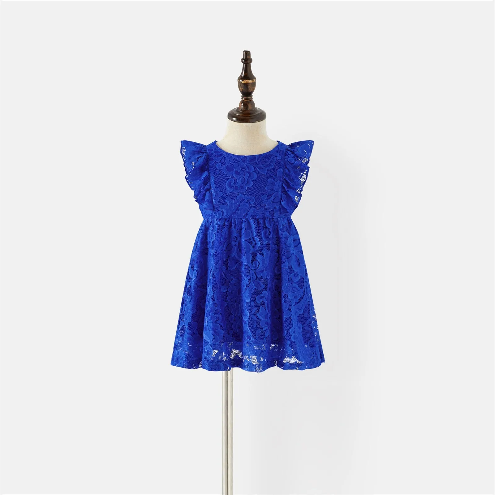 Halter Neckline Guipure Lace Dresses and Cotton T-shirts - Family Matching Outfit