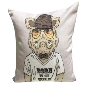 Hipster Boar Cushion Cover