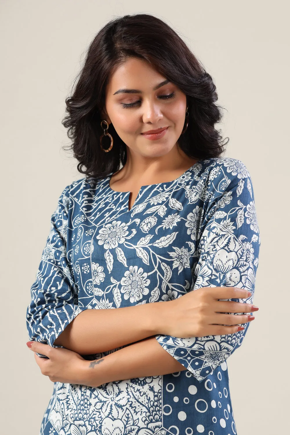 Indigo Patches on Palazzo Co-ord Set