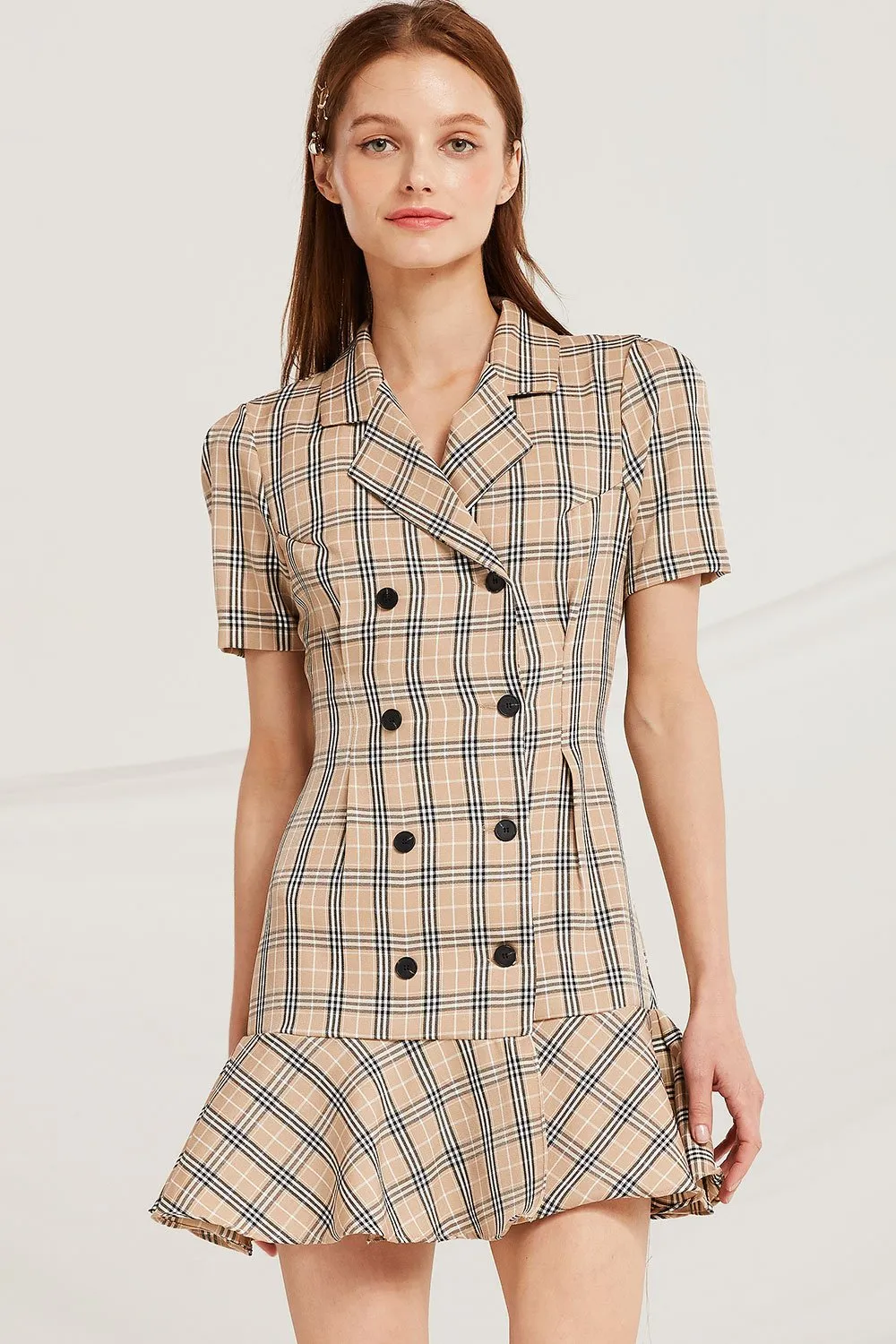 Kaya Plaid Check Blazer Dress