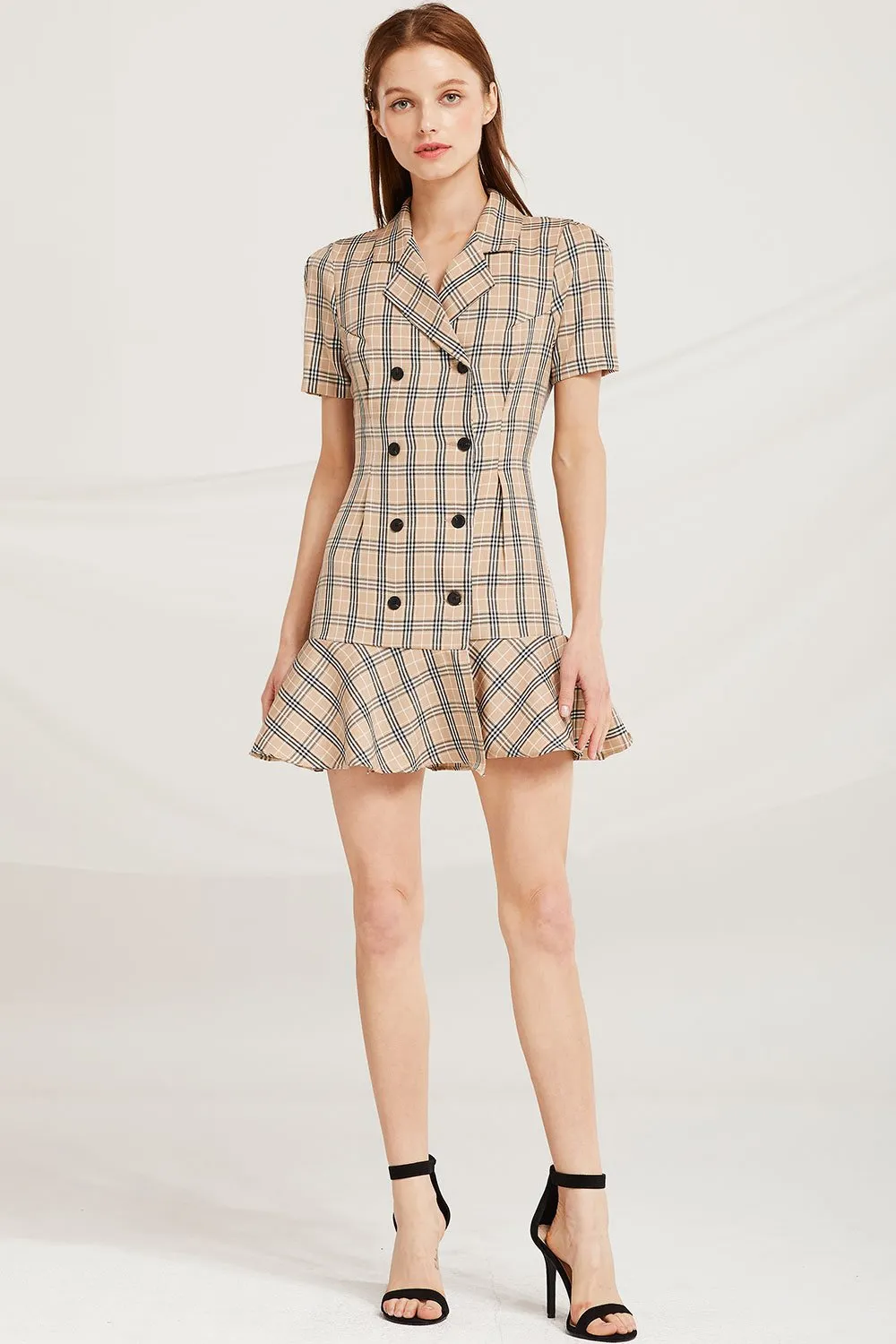 Kaya Plaid Check Blazer Dress