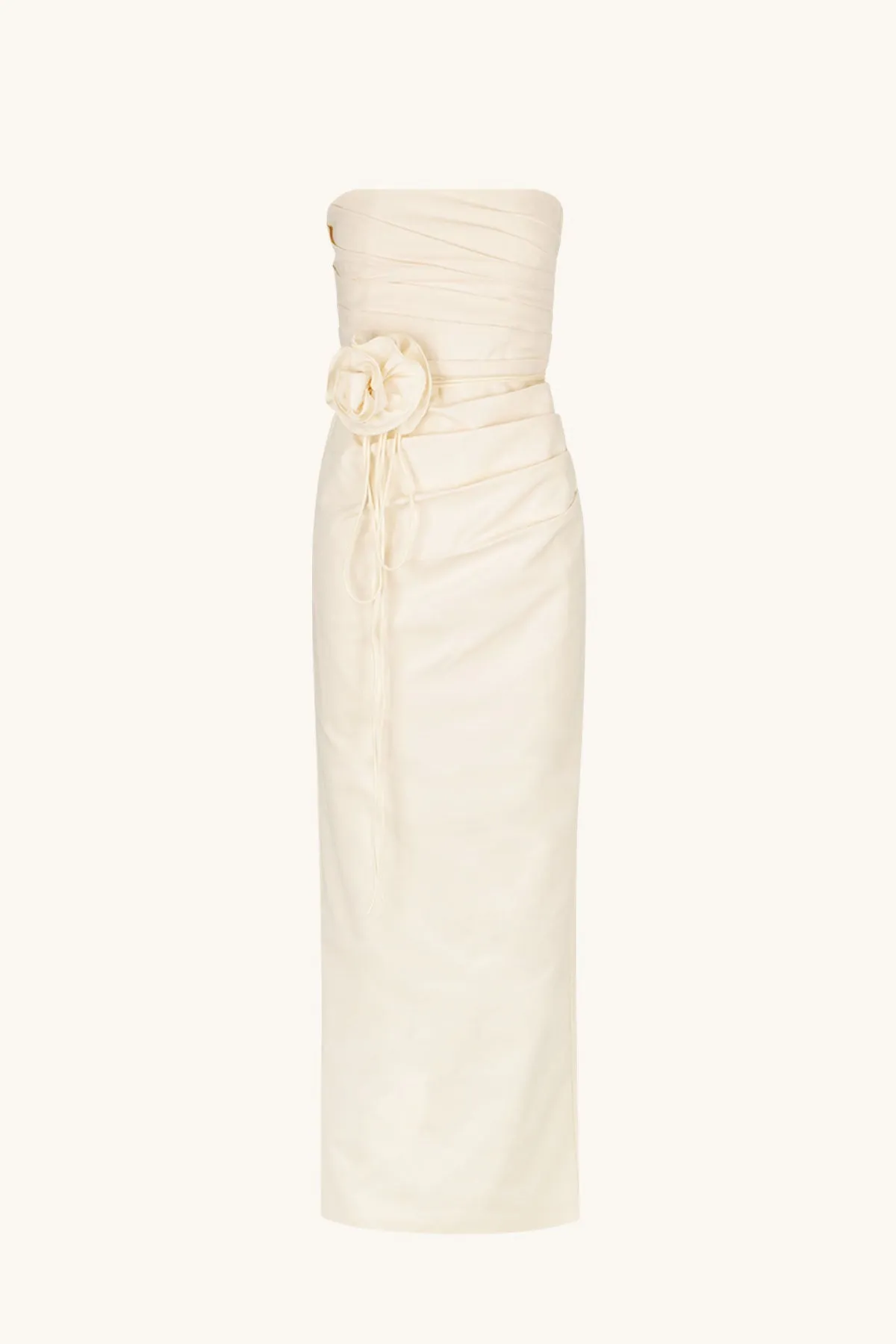 LANI STRAPLESS DRAPED MAXI DRESS - RICE