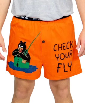 Lazy One Check Your Fly - Fishing | Men's Funny Boxer