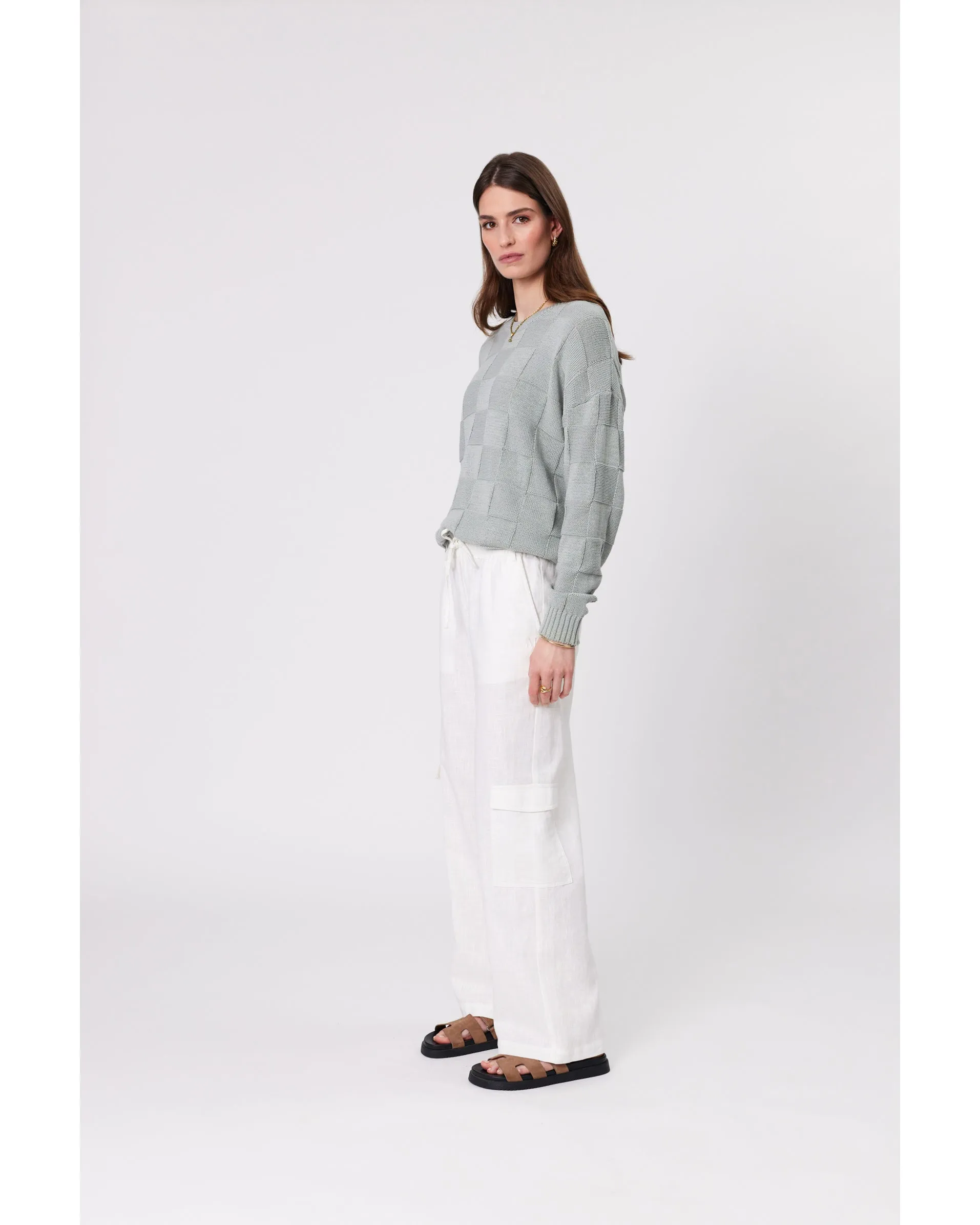 Marlow Manhattan Crew Neck Knit  - Sage Fog