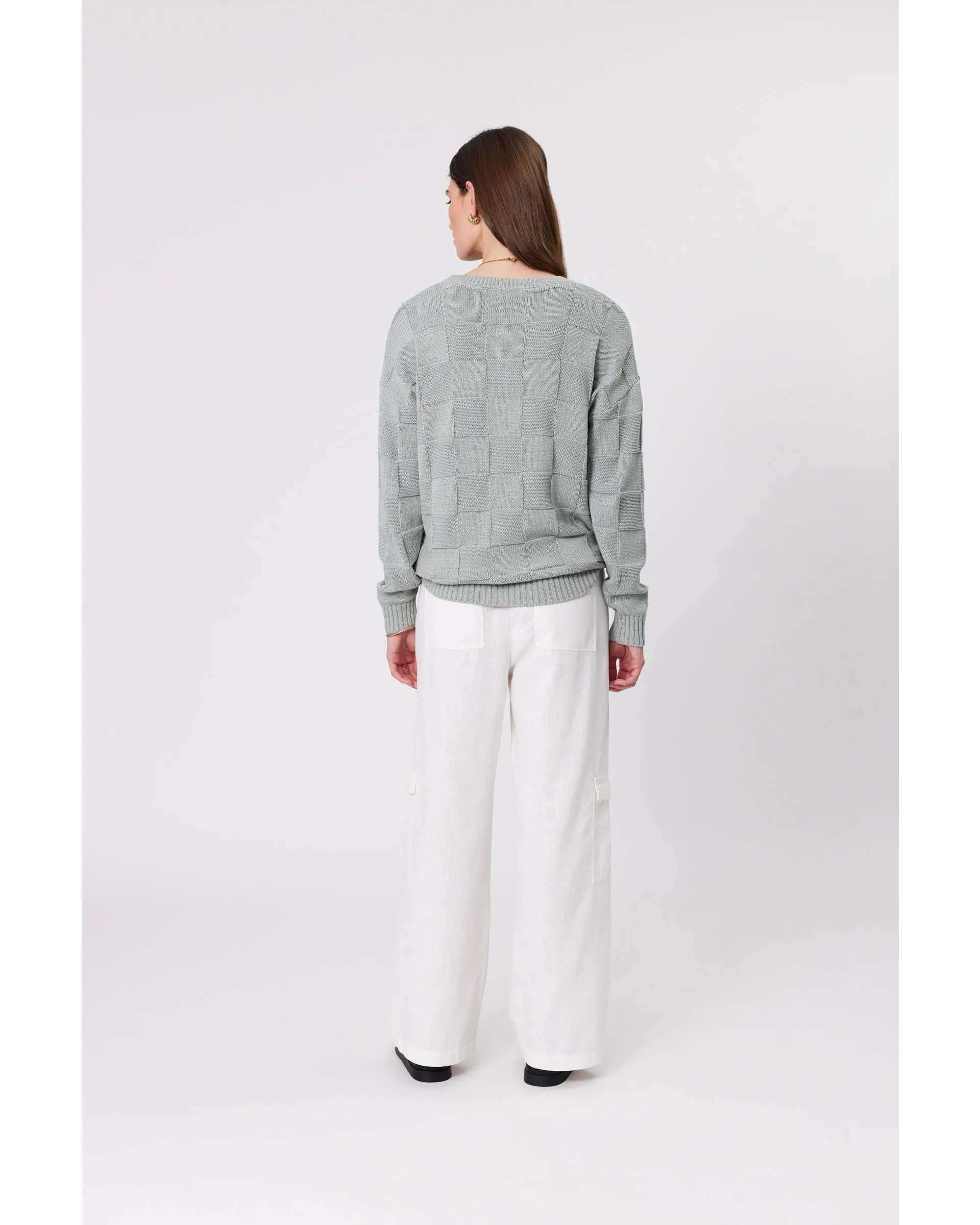 Marlow Manhattan Crew Neck Knit  - Sage Fog