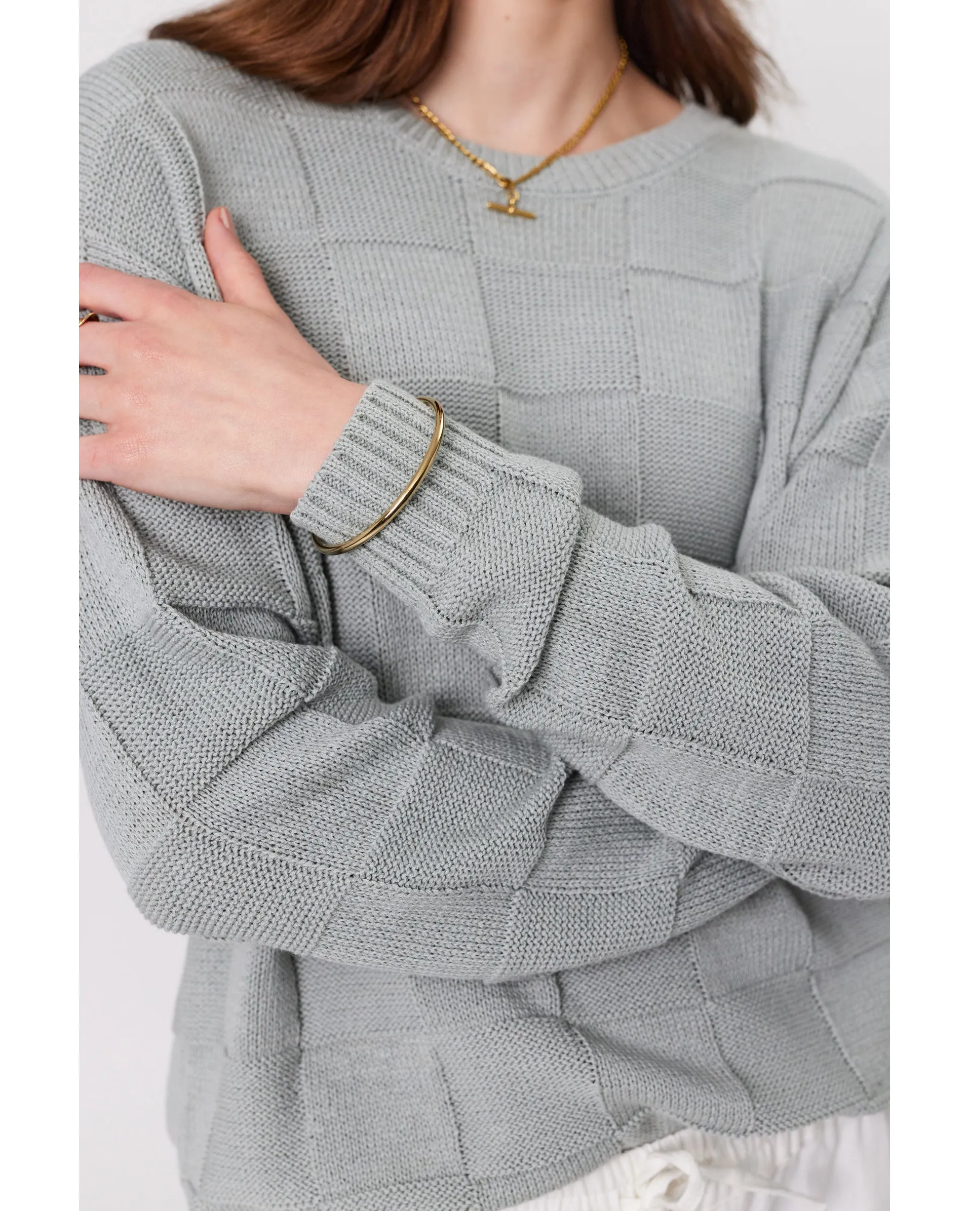 Marlow Manhattan Crew Neck Knit  - Sage Fog