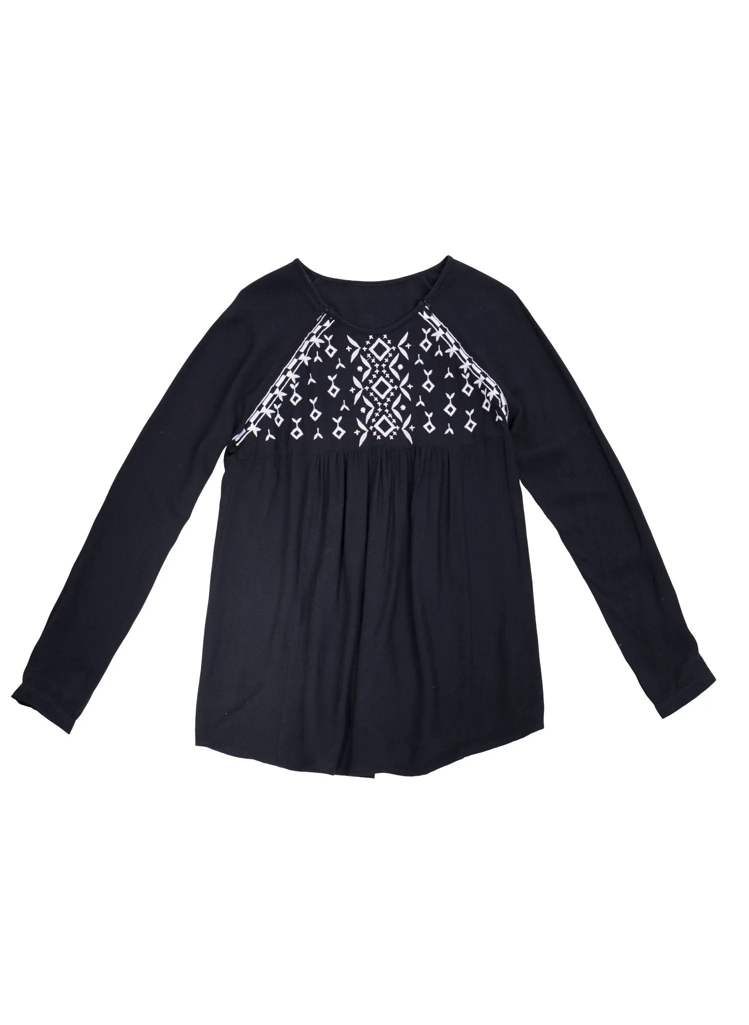 Maternity & Nursing Embroidered Blouse - Black/White