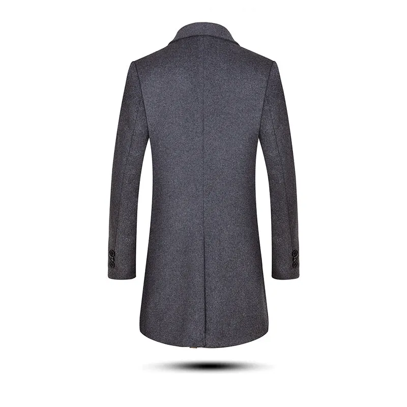 Men's Classic Slim Fit Double Breasted Mid Long Wool Blend Pea Coat | 1721