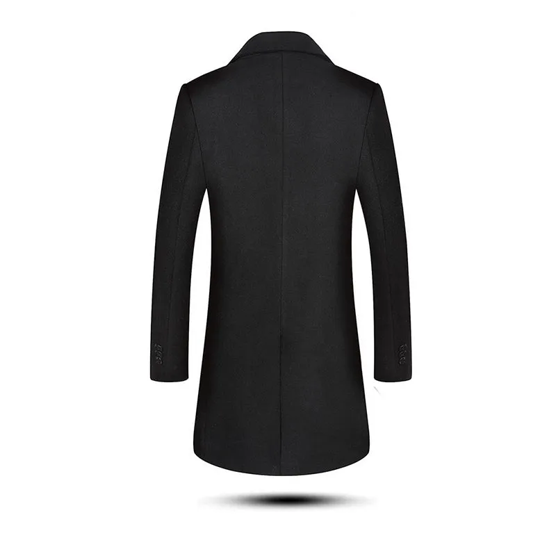 Men's Classic Slim Fit Double Breasted Mid Long Wool Blend Pea Coat | 1721