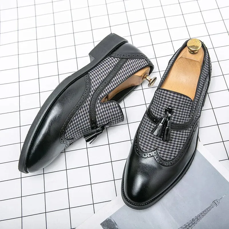 Men's Tassel Business Loafers: Slip-On Brown Dress Shoes for Weddings and Formal Occasions