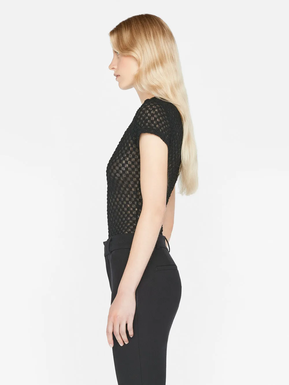 Mesh Lace Baby Tee -- Noir