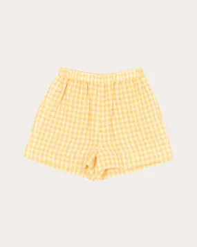 Miki Shorts Linen Check Yellow