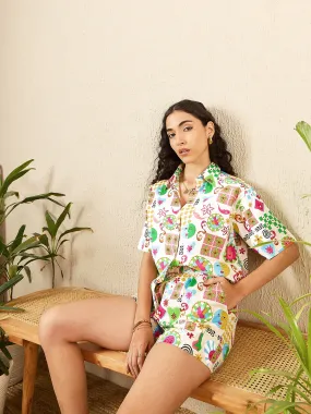 Printed Two Piece Shorts and Shirt Set