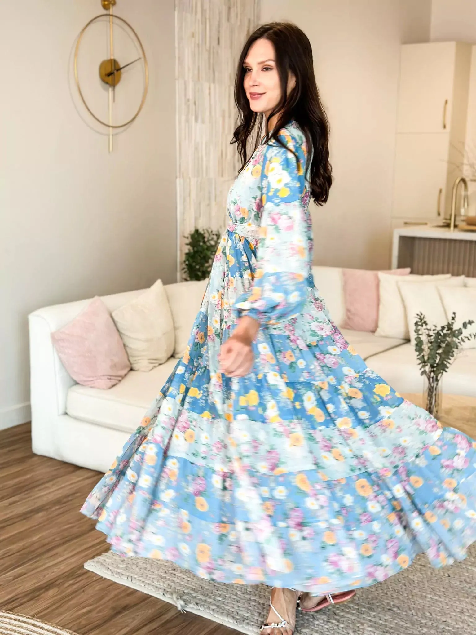 Quadra Blue Floral Long Dress