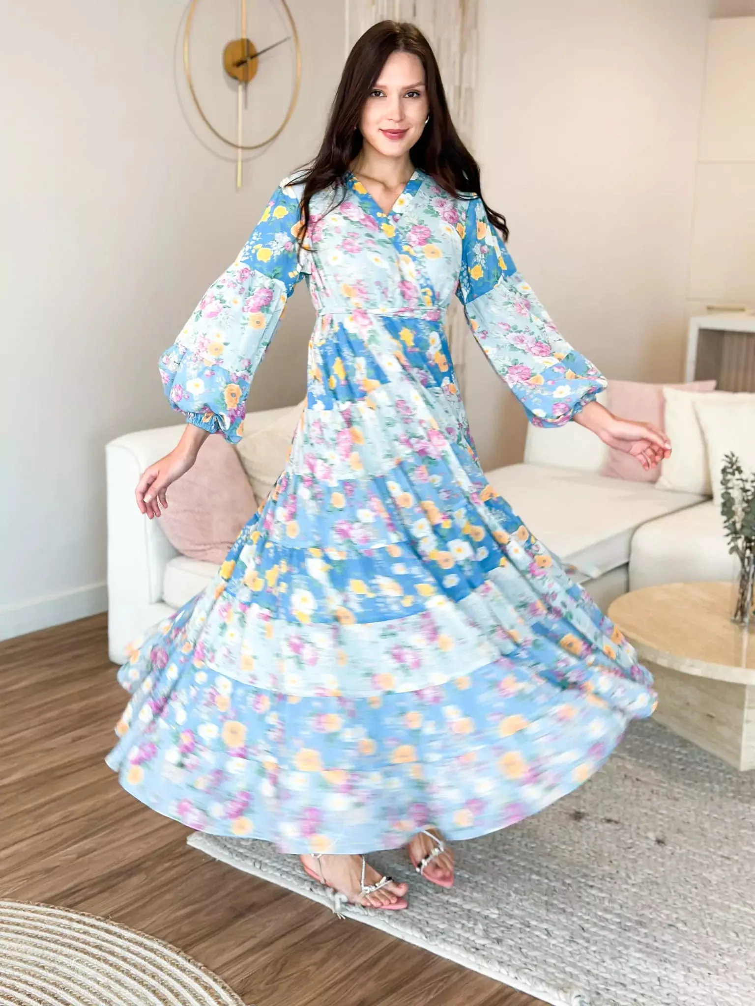 Quadra Blue Floral Long Dress