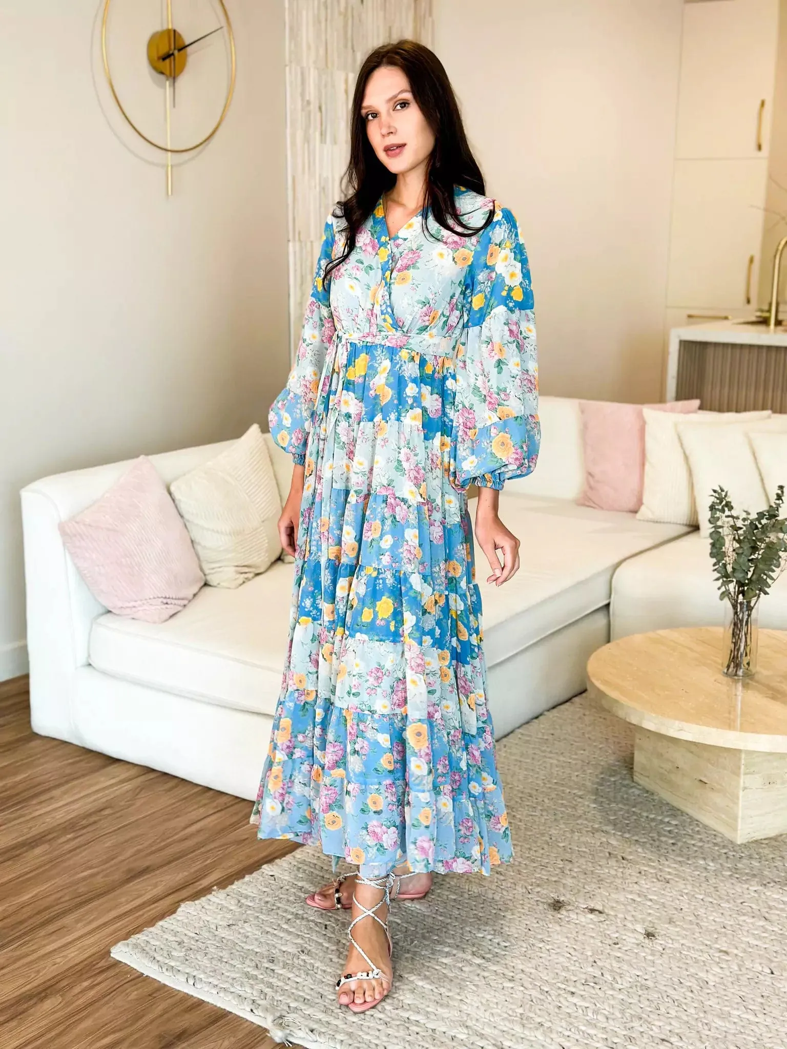 Quadra Blue Floral Long Dress