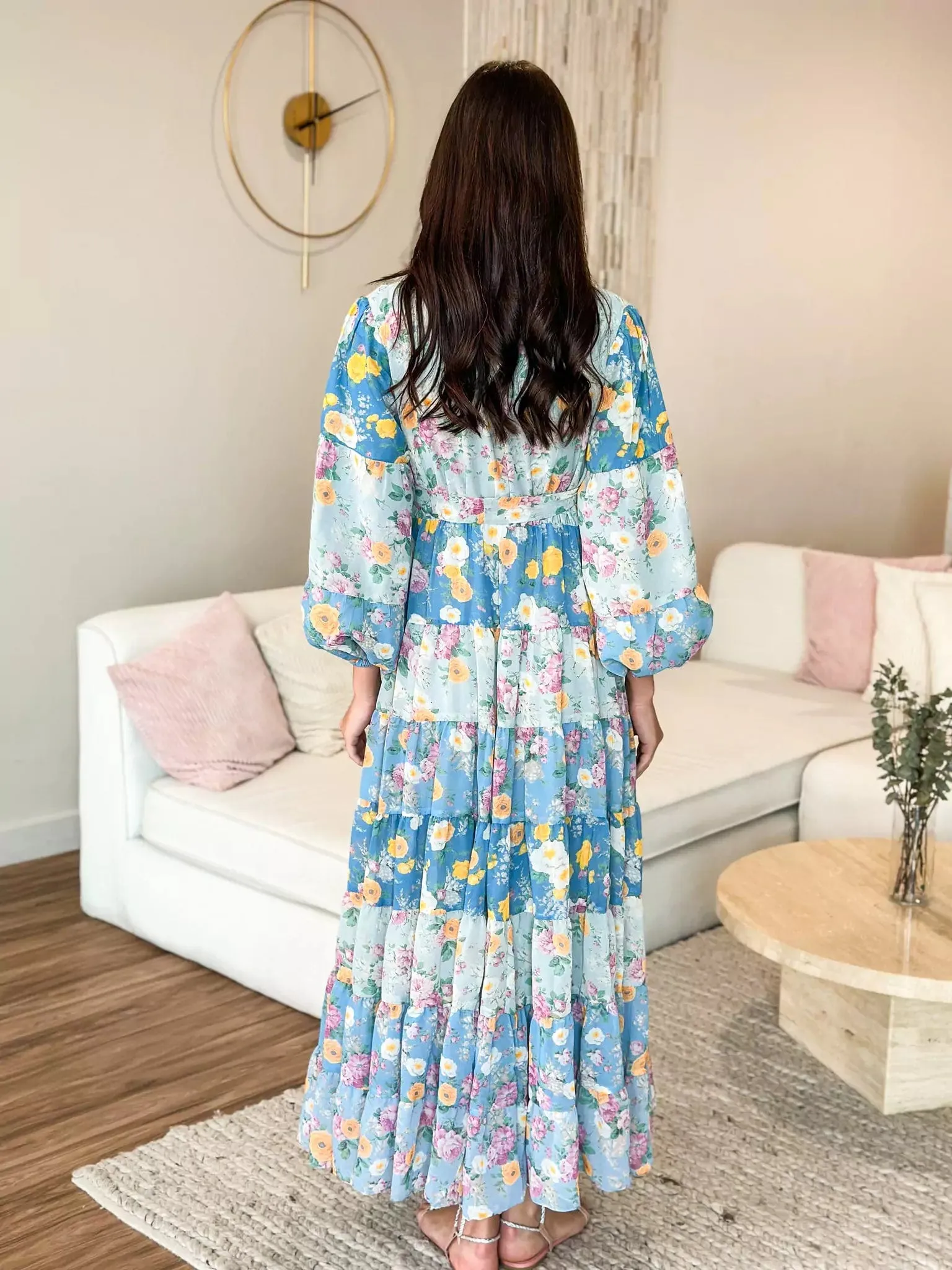 Quadra Blue Floral Long Dress