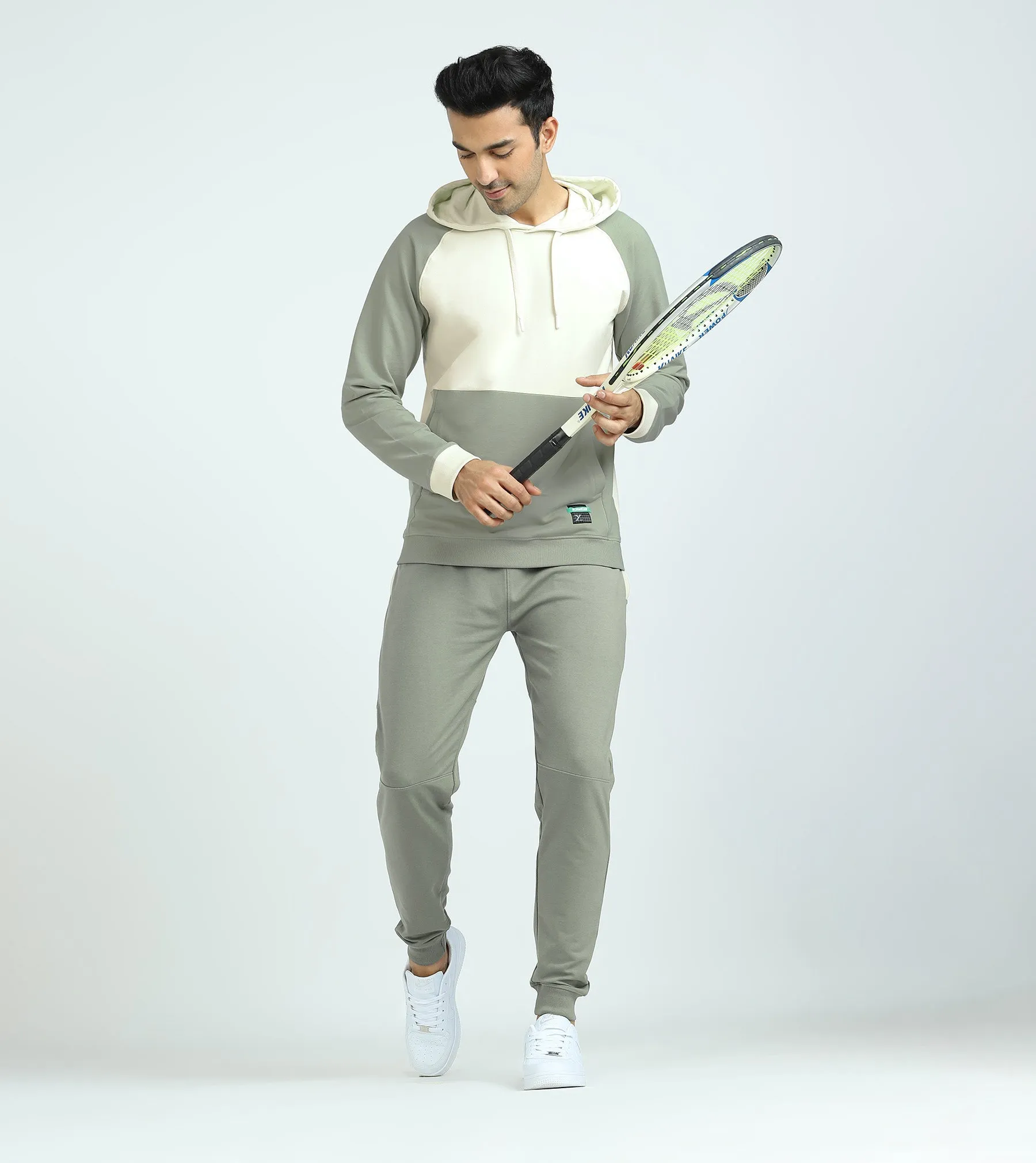 Quest French Terry Cotton Hoodie And Joggers Co-ord Set Butter White