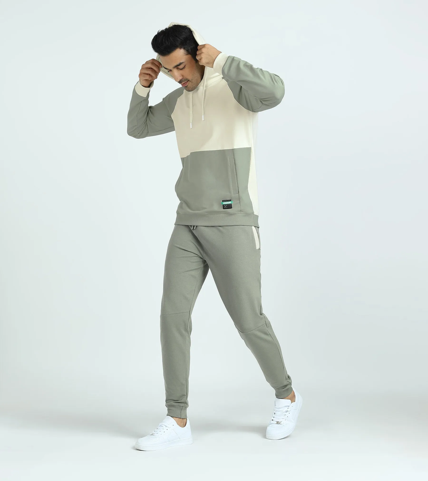 Quest French Terry Cotton Hoodie And Joggers Co-ord Set Butter White