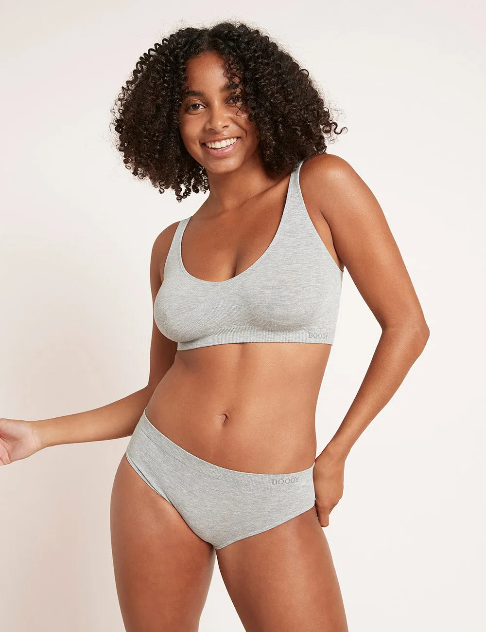 Shaper Crop Bra - Light Grey Marl