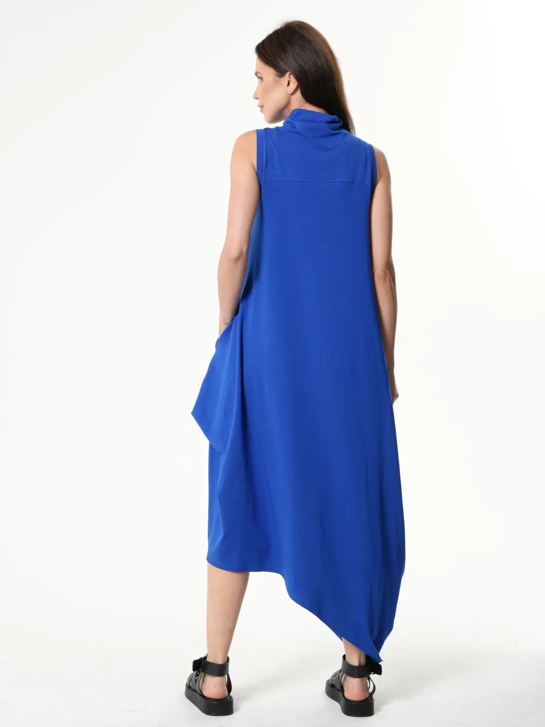 Sleeveless Cotton Dress In Royal Blue