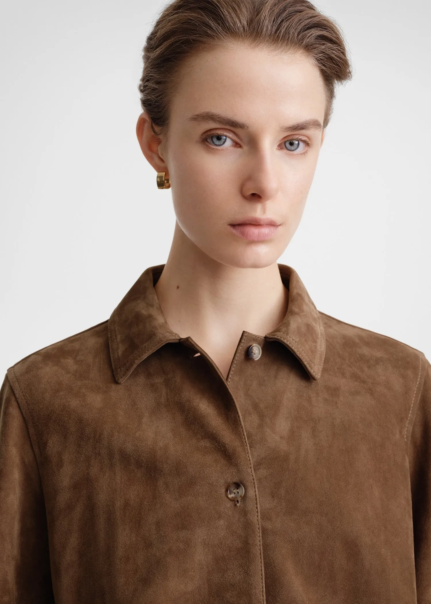 Soft suede shirt tobacco