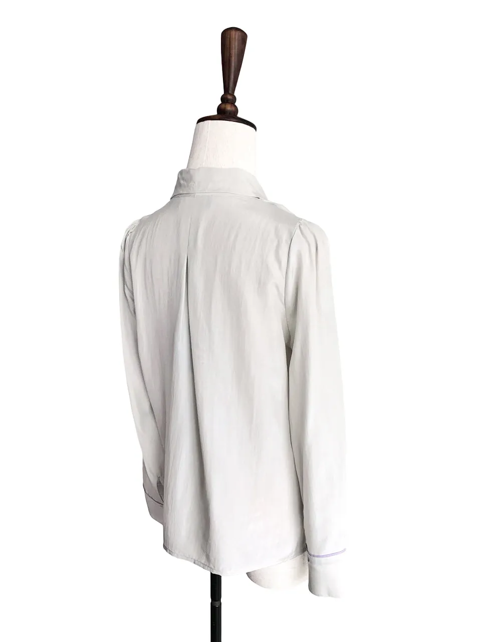 Surprise Sale! Light Grey Contrasting Piping Silky Surplice Top