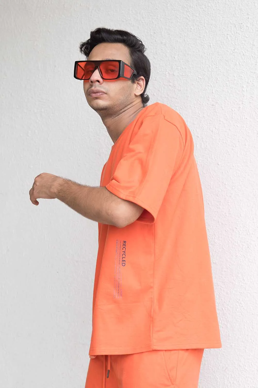 Tangerine Oversized T-shirt Shorts Co-ord