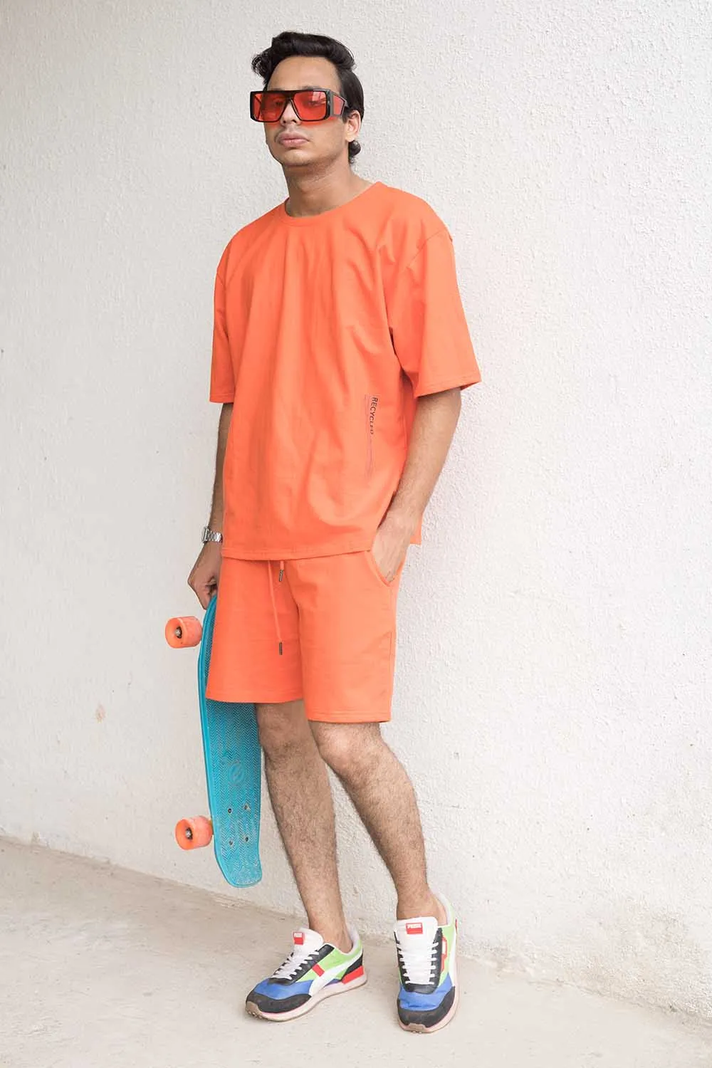 Tangerine Oversized T-shirt Shorts Co-ord