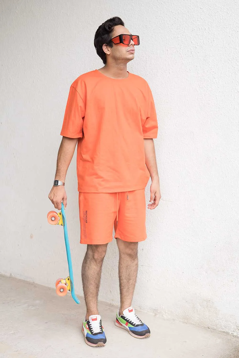 Tangerine Oversized T-shirt Shorts Co-ord