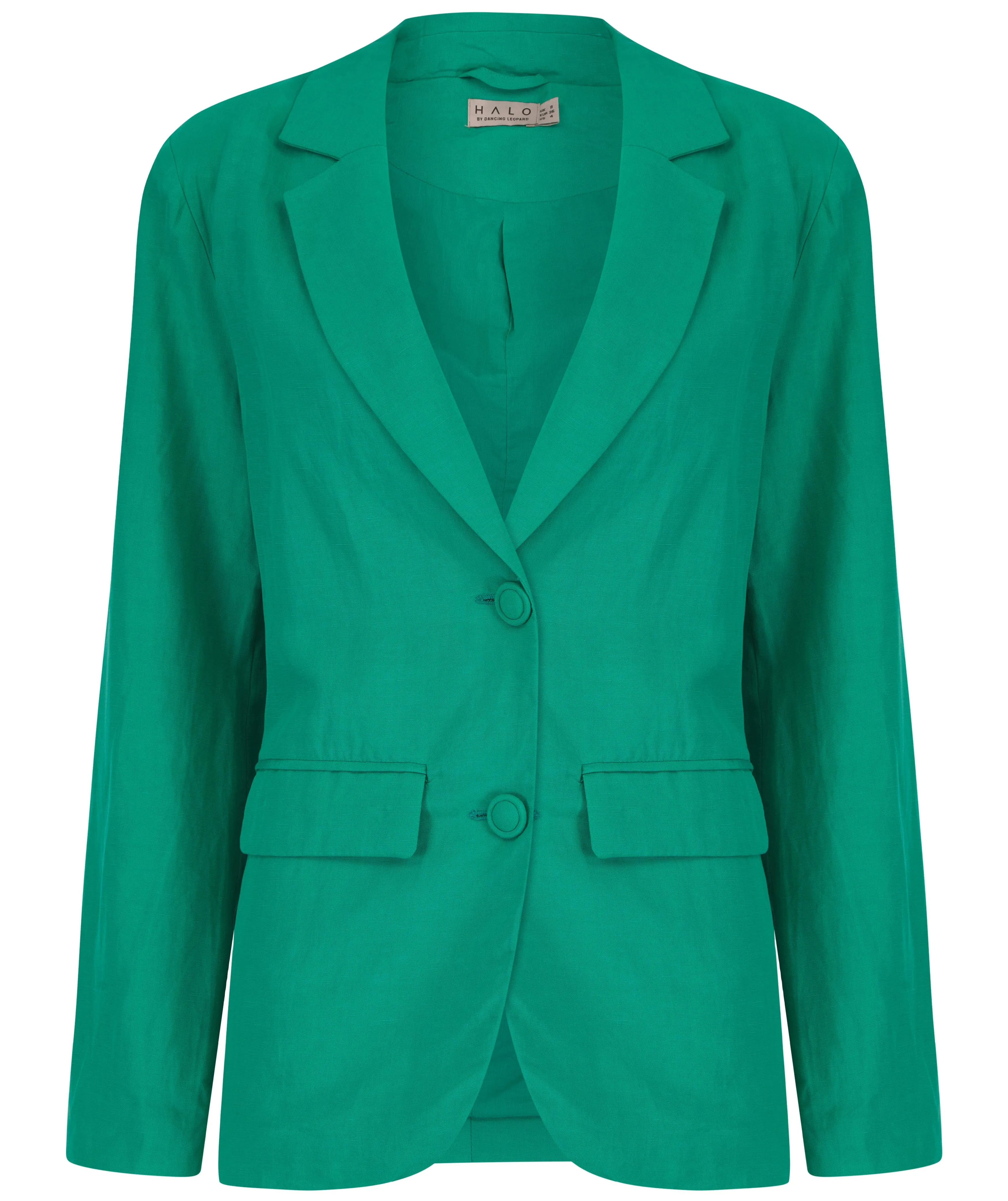 Tatiyana Linen Blazer In Vivid Green