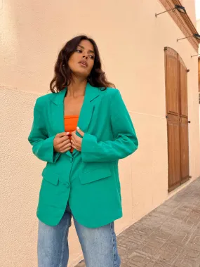 Tatiyana Linen Blazer In Vivid Green