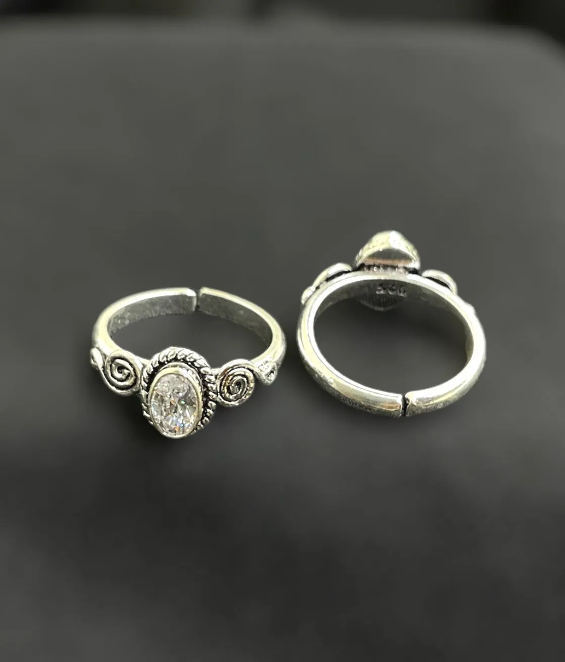 The Anya Silver Gemstone Toe-Rings (White)