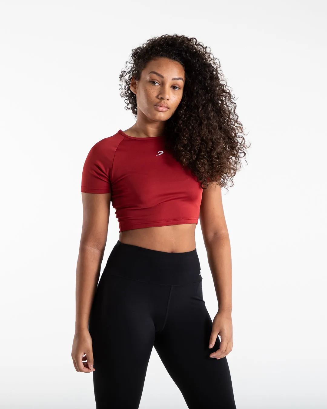 Training Short Sleeve Crop Top - Red