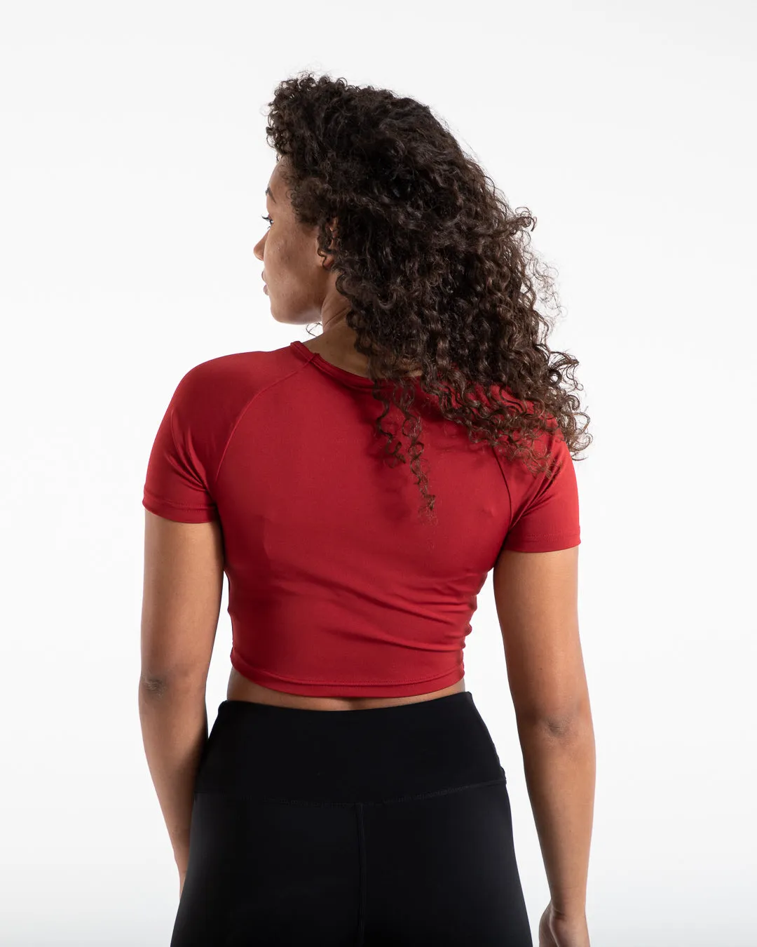 Training Short Sleeve Crop Top - Red