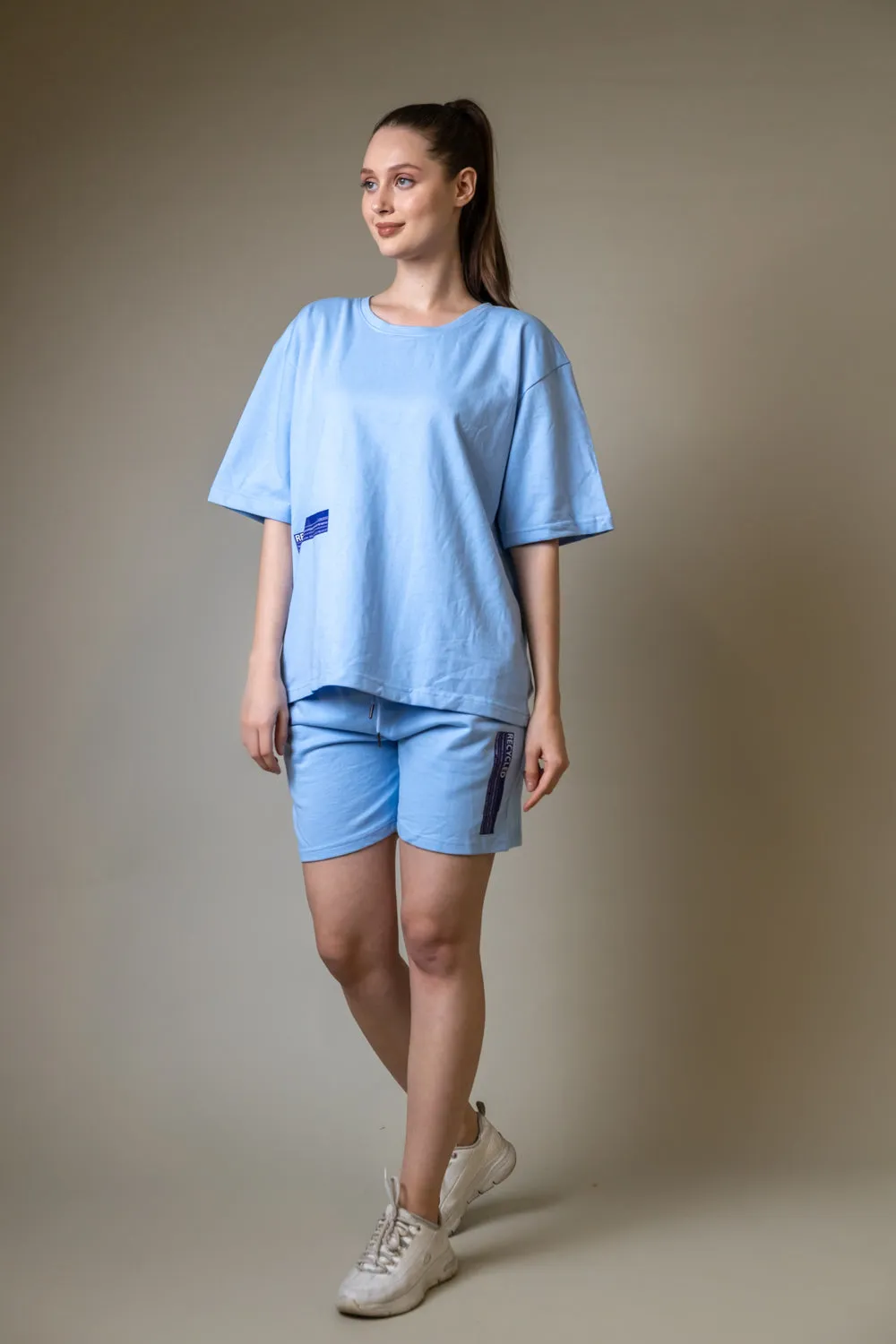 Tranquil Sky Blue Oversized T-shirt Shorts Co-Ord