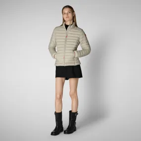 Woman's animal free puffer jacket Carly in rainy beige